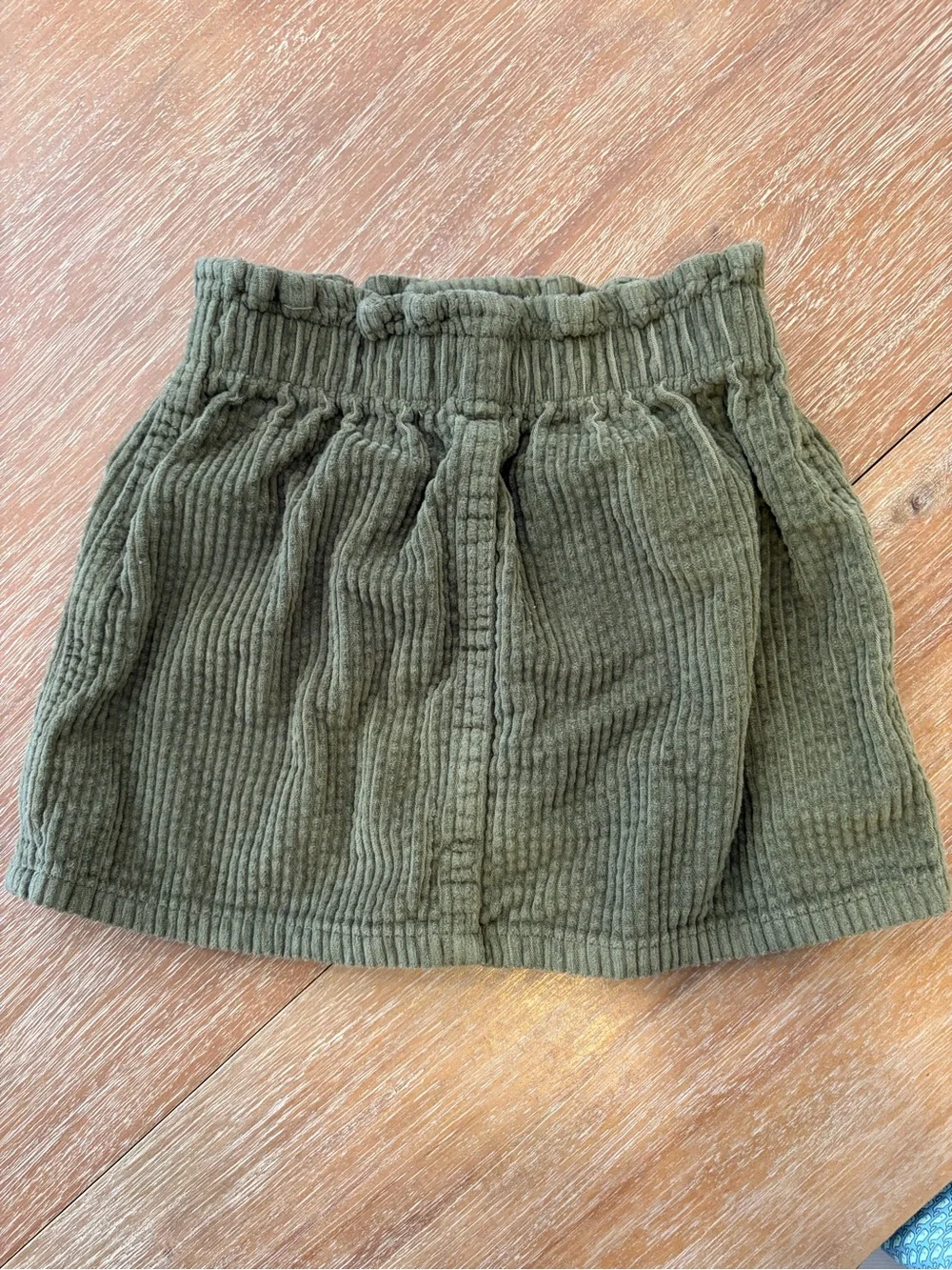 Adorable Toddler Girls Olive Green Corduroy Skirt with Heart Pockets